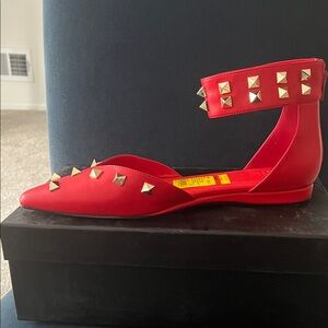AMINAH Red Studded Women's Flats